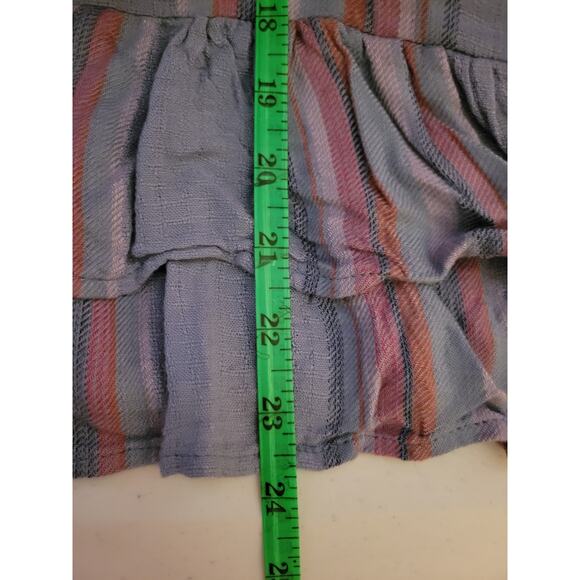 Ruffle Tiered Tank Top Beachy Coastal Stripes Vacation Boho Summer Cruise Size M - Picture 6 of 6